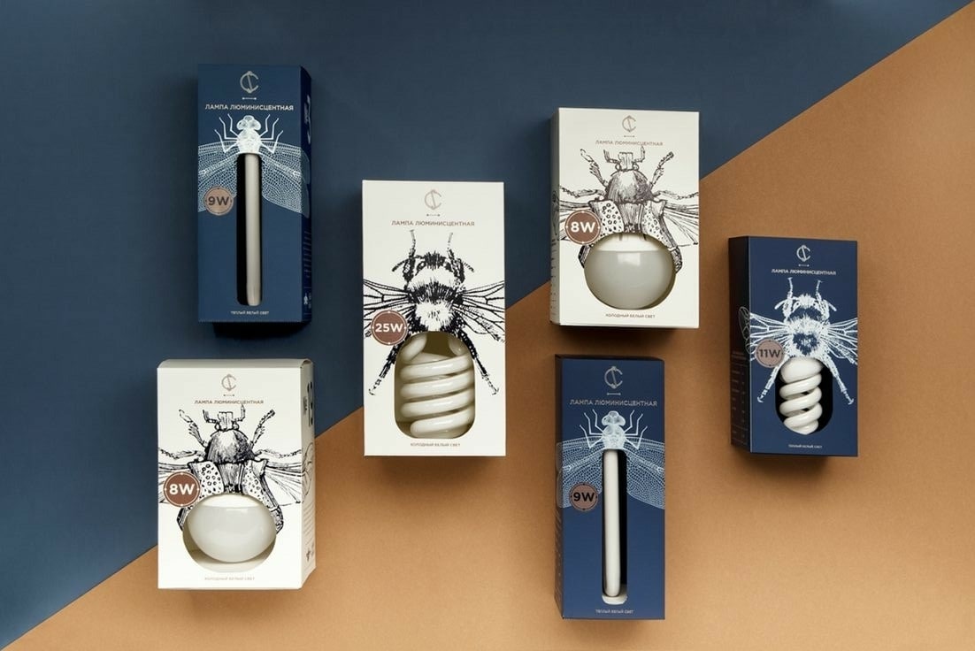 insect-themed window boxes for lightbulb package